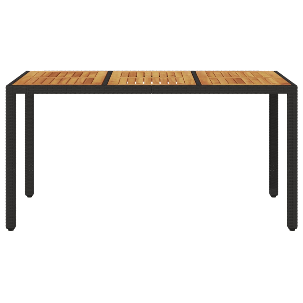 vidaXL Masă grădină, blat din lemn acacia negru 150x90x75 cm poliratan