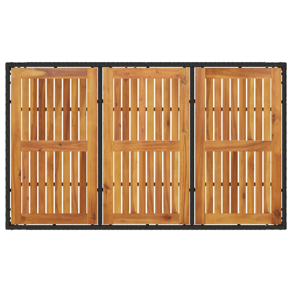 vidaXL Masă grădină, blat din lemn acacia negru 150x90x75 cm poliratan