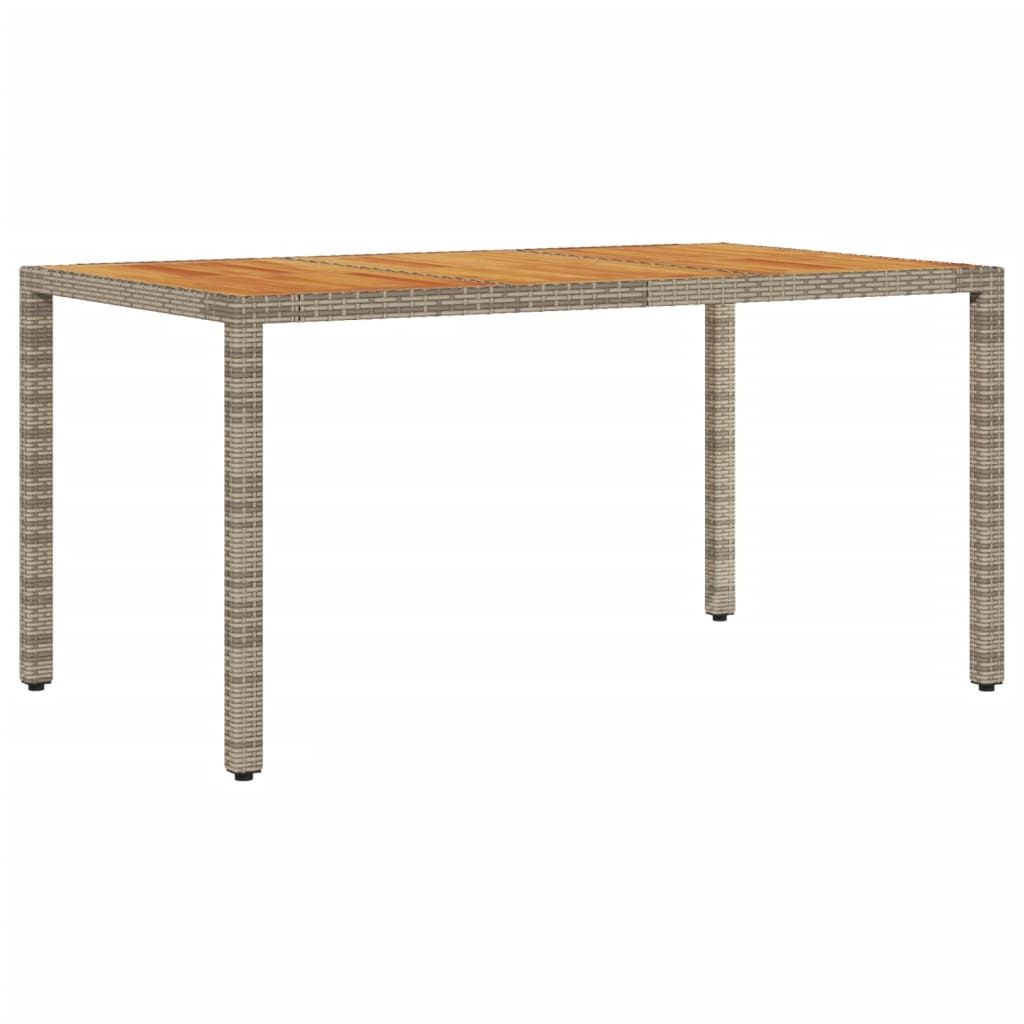 vidaXL Masă grădină, blat din lemn acacia gri 150x90x75 cm poliratan