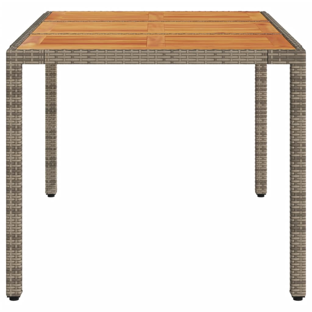 vidaXL Masă grădină, blat din lemn acacia gri 150x90x75 cm poliratan