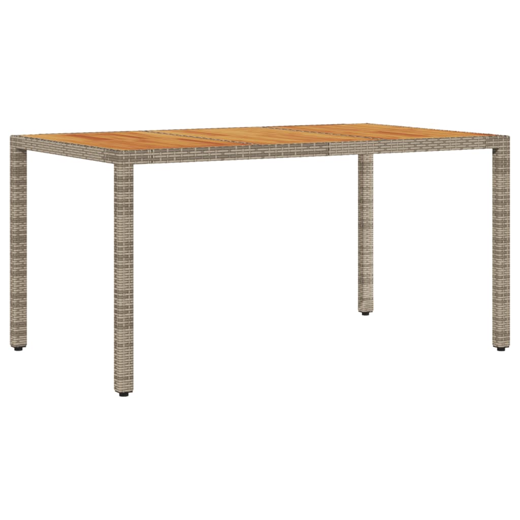 vidaXL Masă grădină, blat din lemn acacia gri 150x90x75 cm poliratan