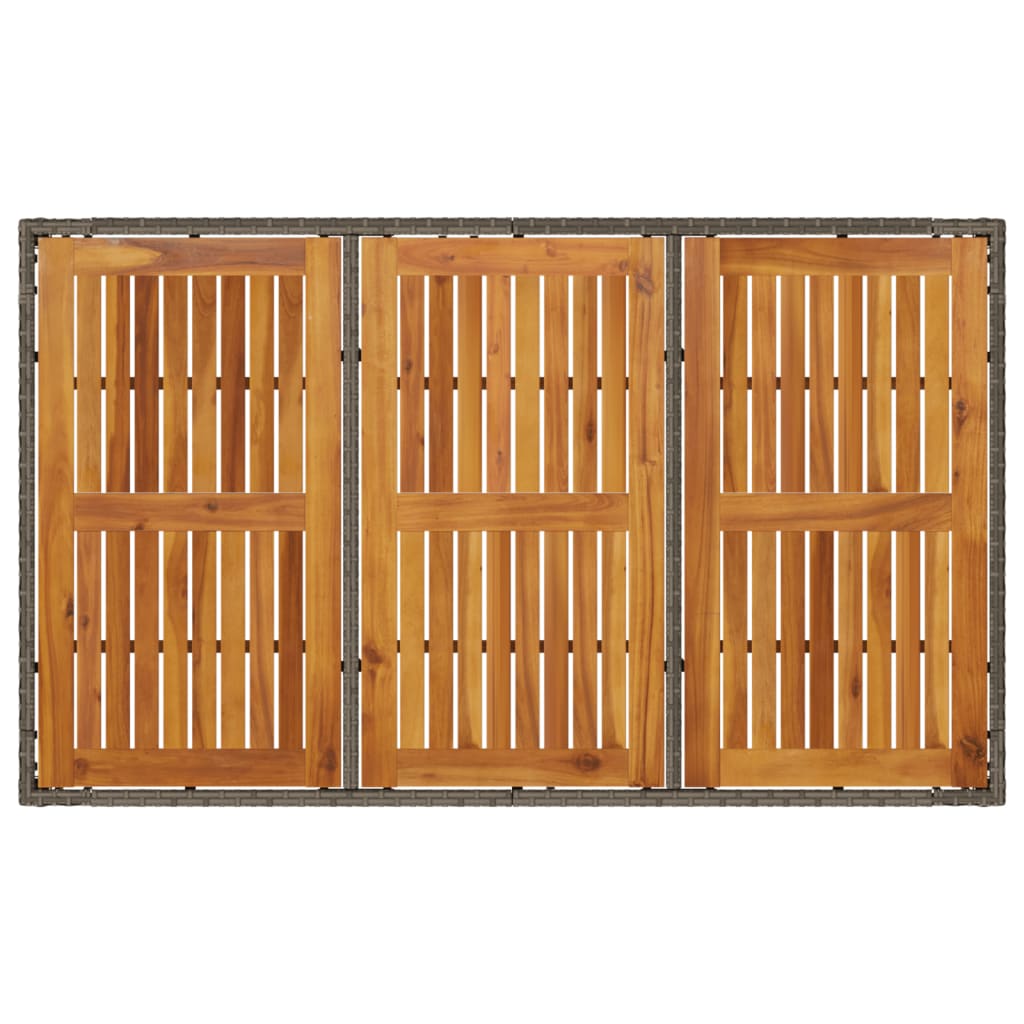 vidaXL Masă grădină, blat din lemn acacia gri 150x90x75 cm poliratan