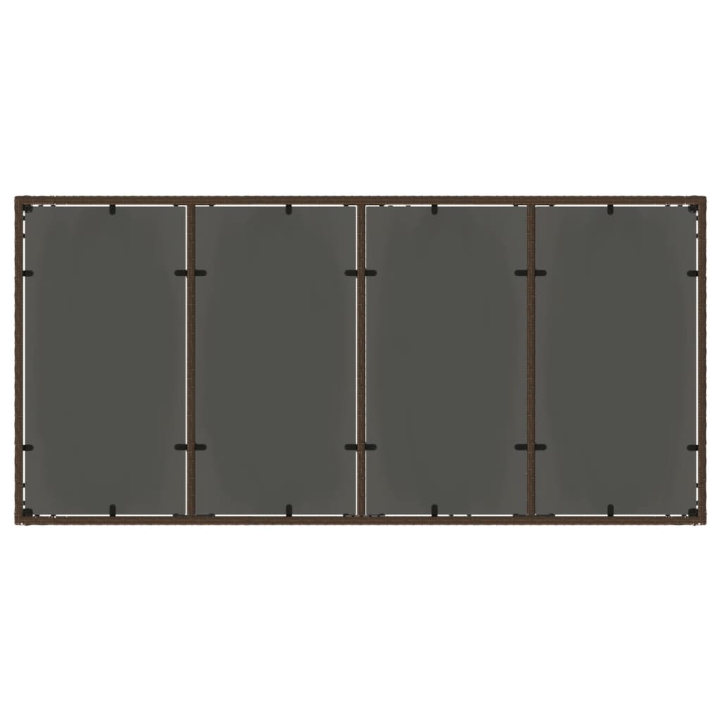 vidaXL Masă de grădină cu blat din sticlă maro 190x90x75 cm poliratan