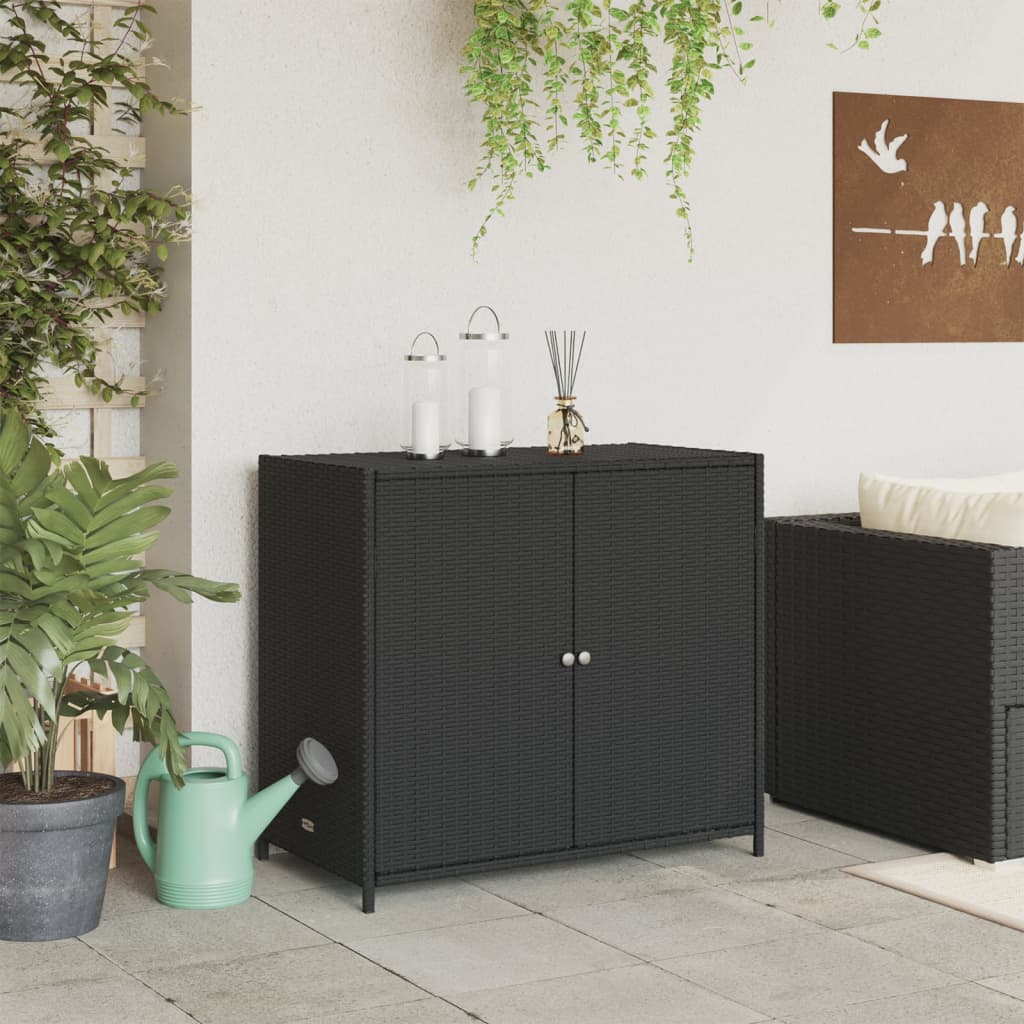 vidaXL Dulap depozitare de grădină, negru, 83x45x76 cm, poliratan vidaXL Dulap depozitare de grădină, negru, 83x45x76 cm, poliratan