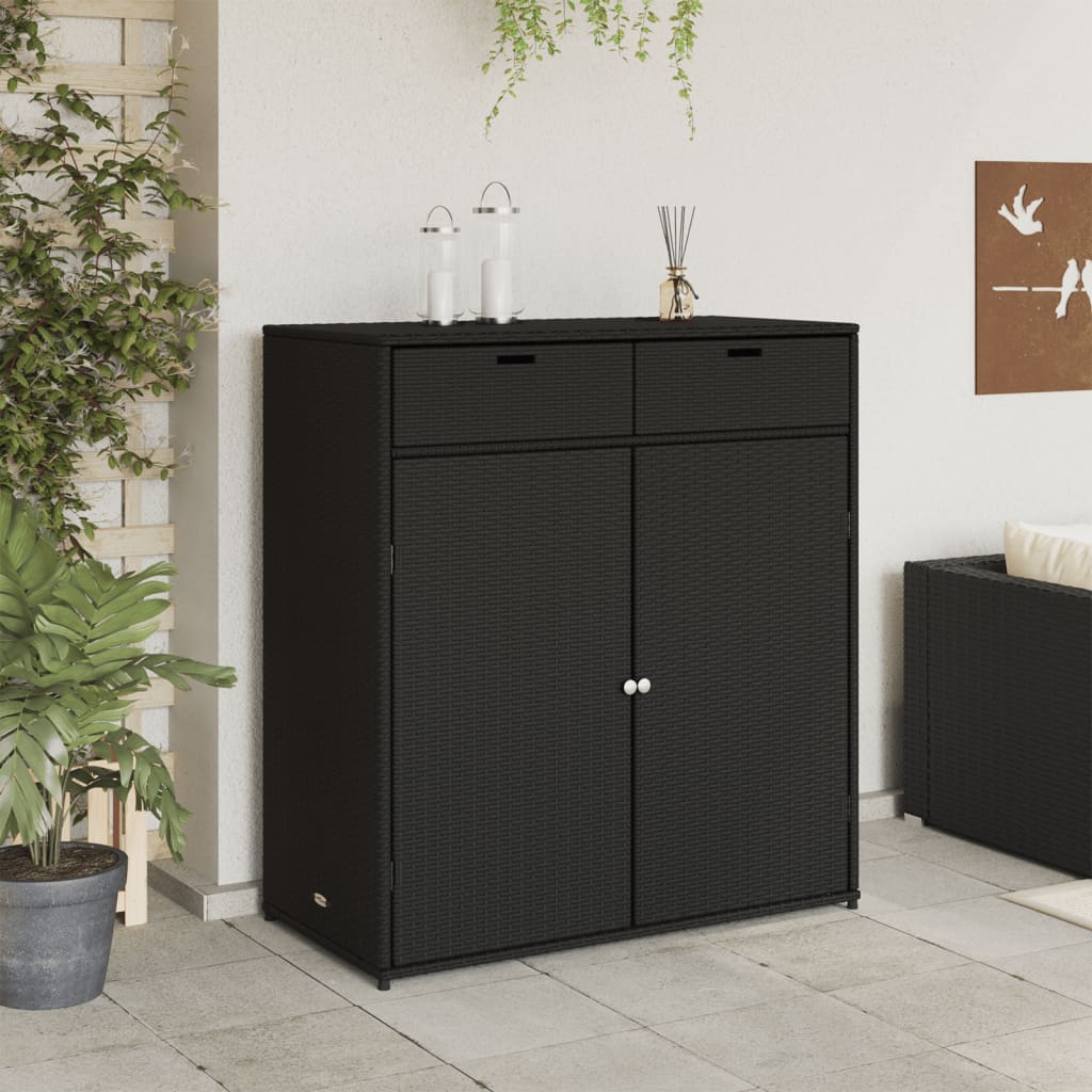 vidaXL Dulap depozitare de grădină, negru, 105x55x113 cm, poliratan vidaXL Dulap depozitare de grădină, negru, 105x55x113 cm, poliratan