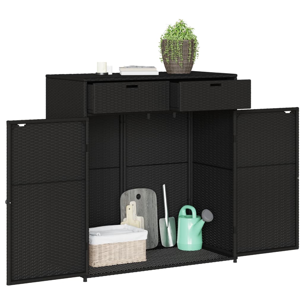 vidaXL Dulap depozitare de grădină, negru, 105x55x113 cm, poliratan vidaXL Dulap depozitare de grădină, negru, 105x55x113 cm, poliratan
