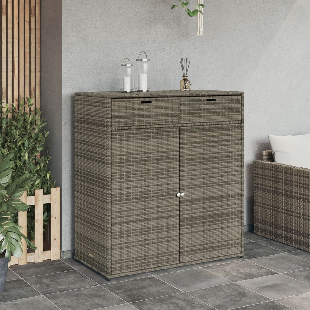 vidaXL Dulap depozitare de grădină, gri, 105x55x113 cm, poliratan vidaXL Dulap depozitare de grădină, gri, 105x55x113 cm, poliratan