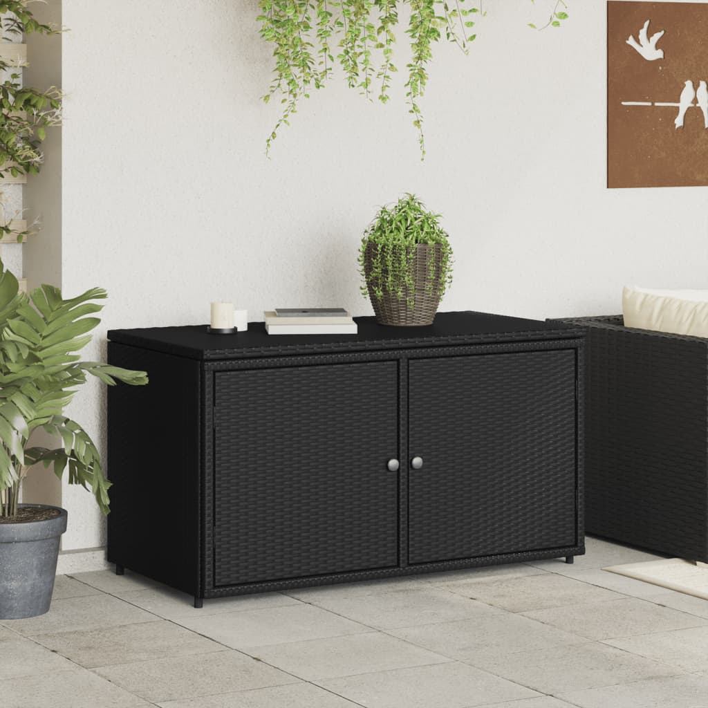 vidaXL Dulap depozitare de grădină, negru, 110x55x60,5 cm, poliratan vidaXL Dulap depozitare de grădină, negru, 110x55x60,5 cm, poliratan
