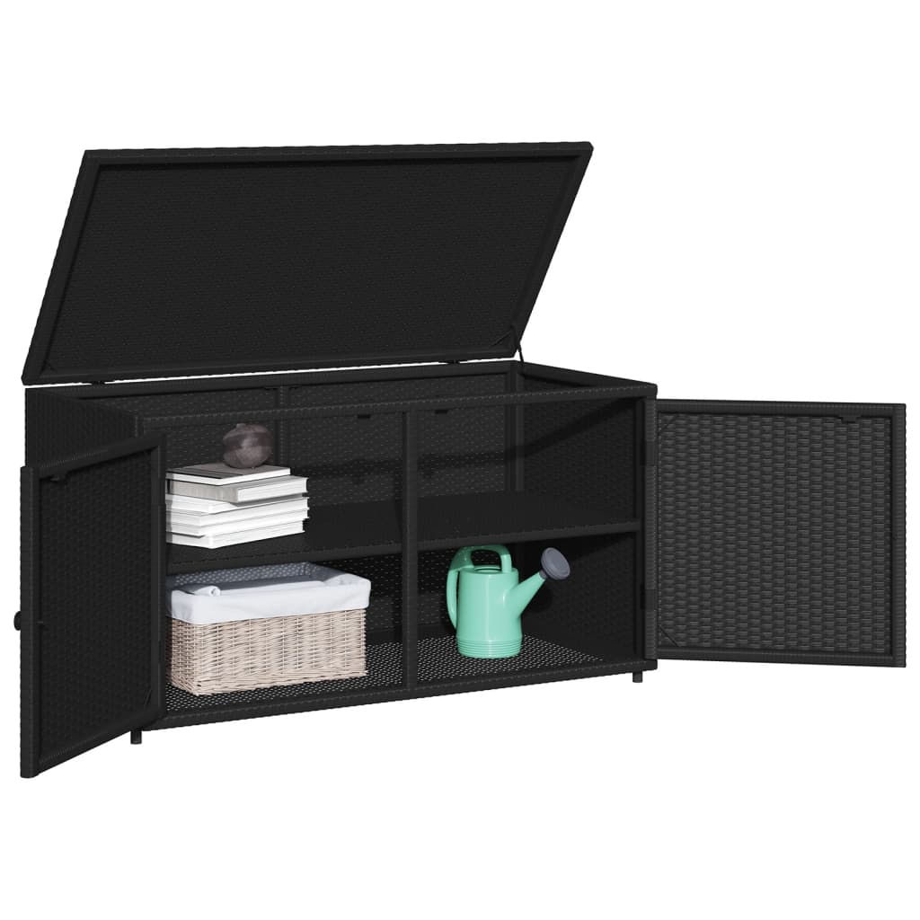 vidaXL Dulap depozitare de grădină, negru, 110x55x60,5 cm, poliratan vidaXL Dulap depozitare de grădină, negru, 110x55x60,5 cm, poliratan