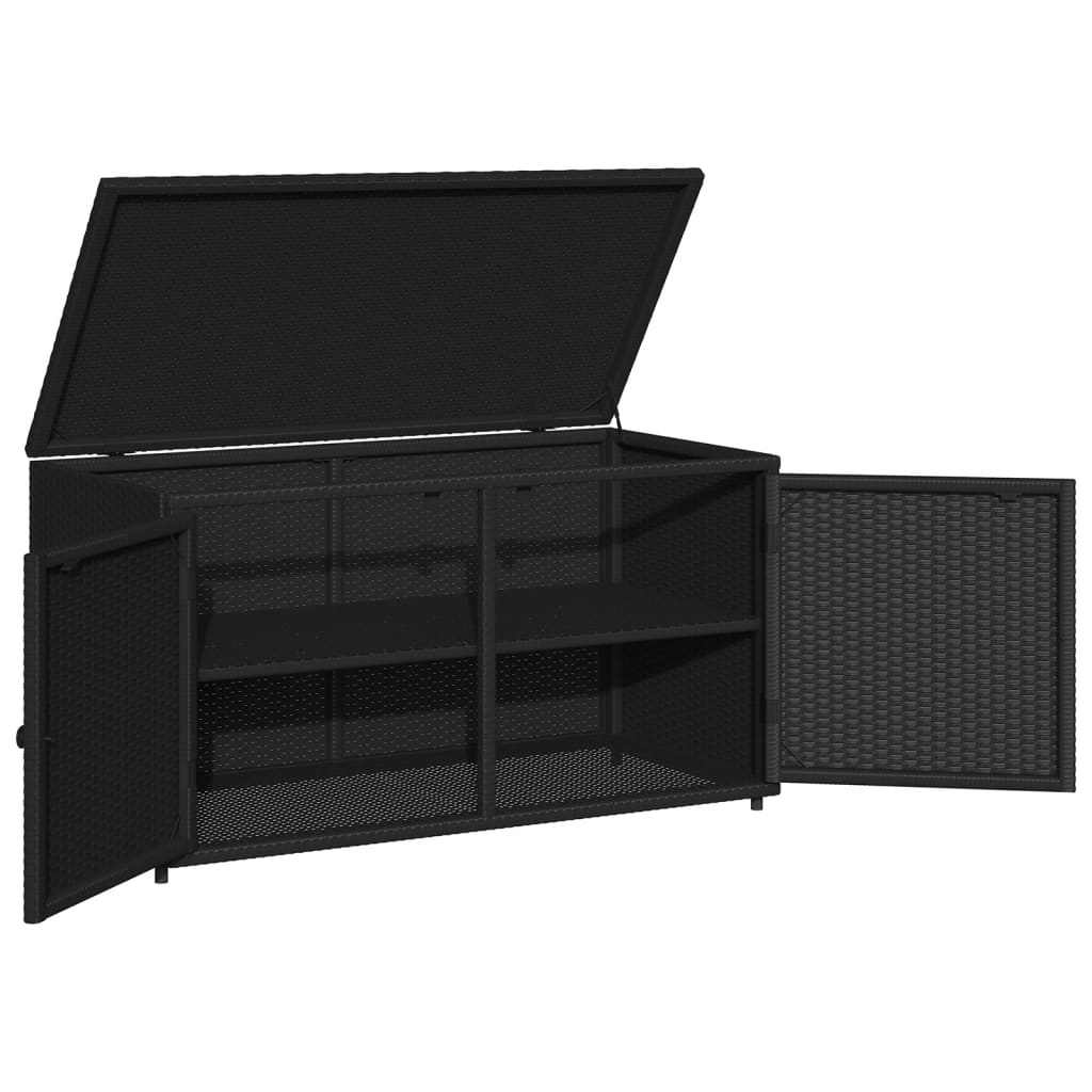 vidaXL Dulap depozitare de grădină, negru, 110x55x60,5 cm, poliratan vidaXL Dulap depozitare de grădină, negru, 110x55x60,5 cm, poliratan