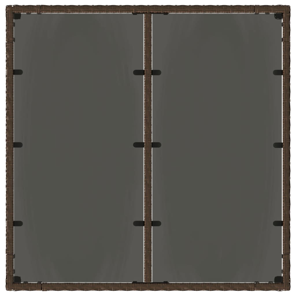 vidaXL Masă de grădină cu blat din sticlă, maro, 90x90x75cm, poliratan vidaXL Masă de grădină cu blat din sticlă, maro, 90x90x75cm, poliratan