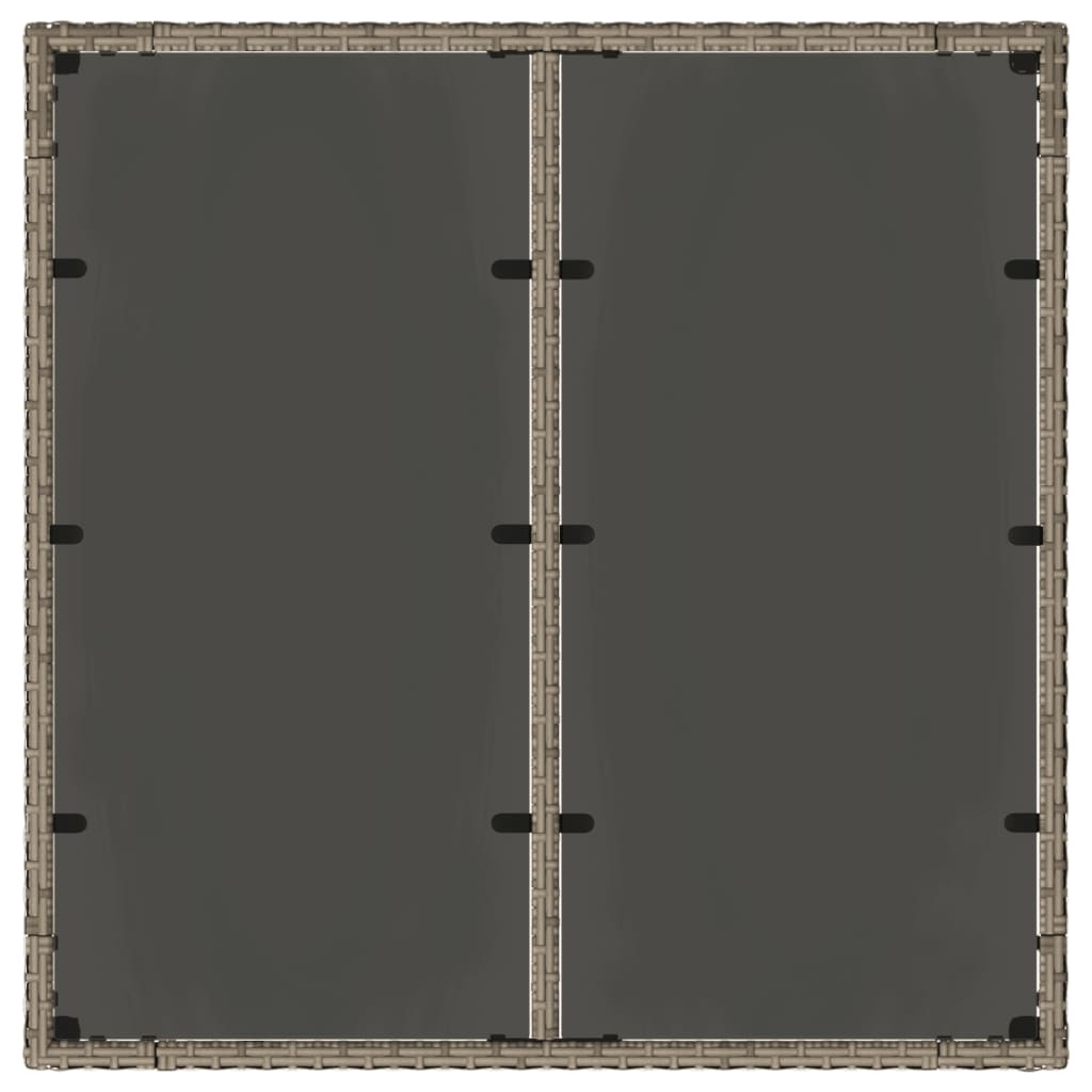 vidaXL Masă de grădină cu blat din sticlă, gri, 90x90x75 cm, poliratan vidaXL Masă de grădină cu blat din sticlă, gri, 90x90x75 cm, poliratan