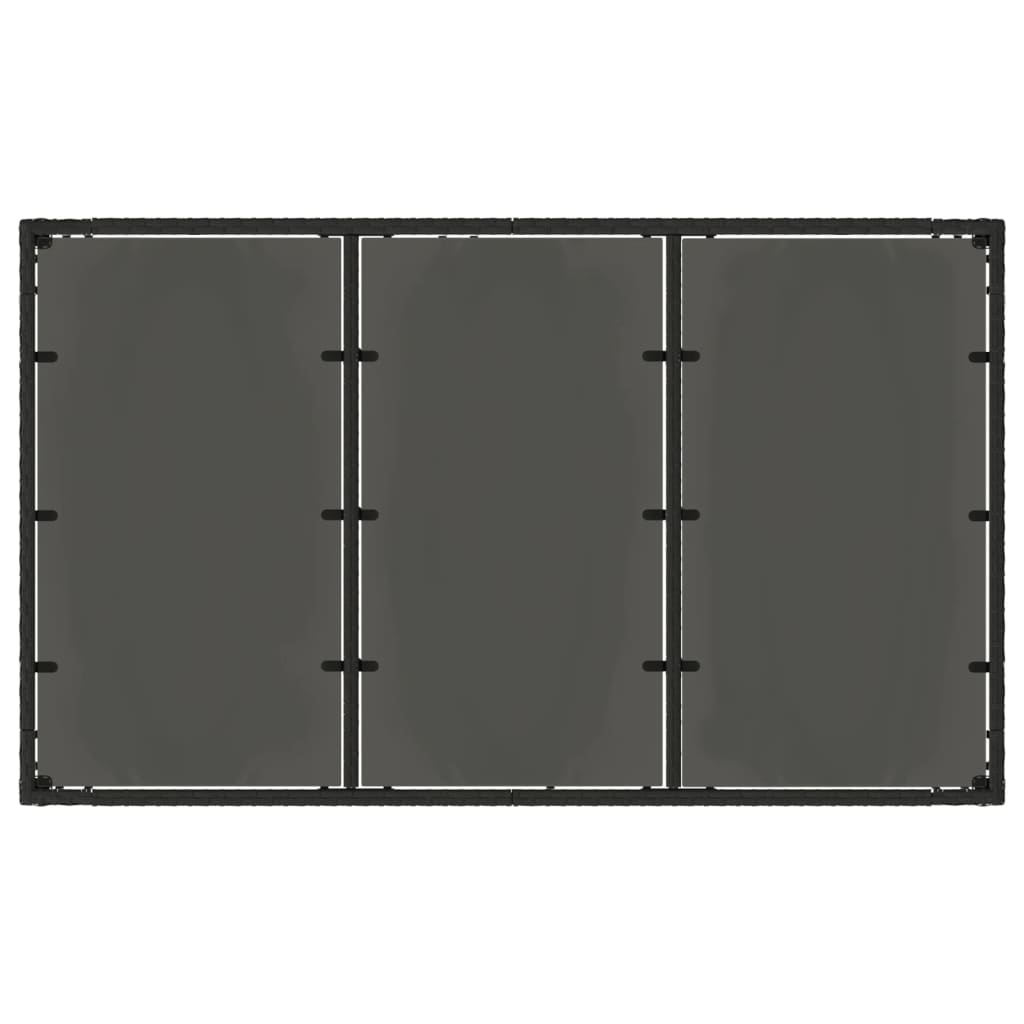 vidaXL Masă grădină cu blat din sticlă, negru, 150x90x75 cm, poliratan