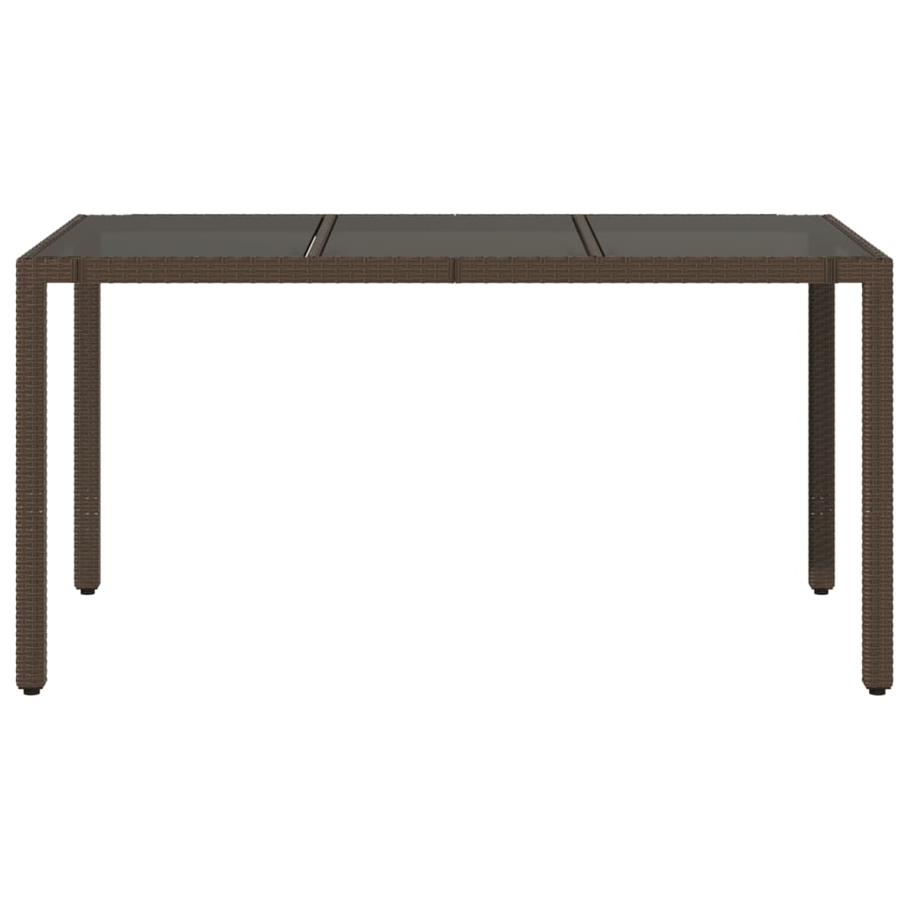 vidaXL Masă de grădină cu blat din sticlă maro 150x90x75 cm, poliratan