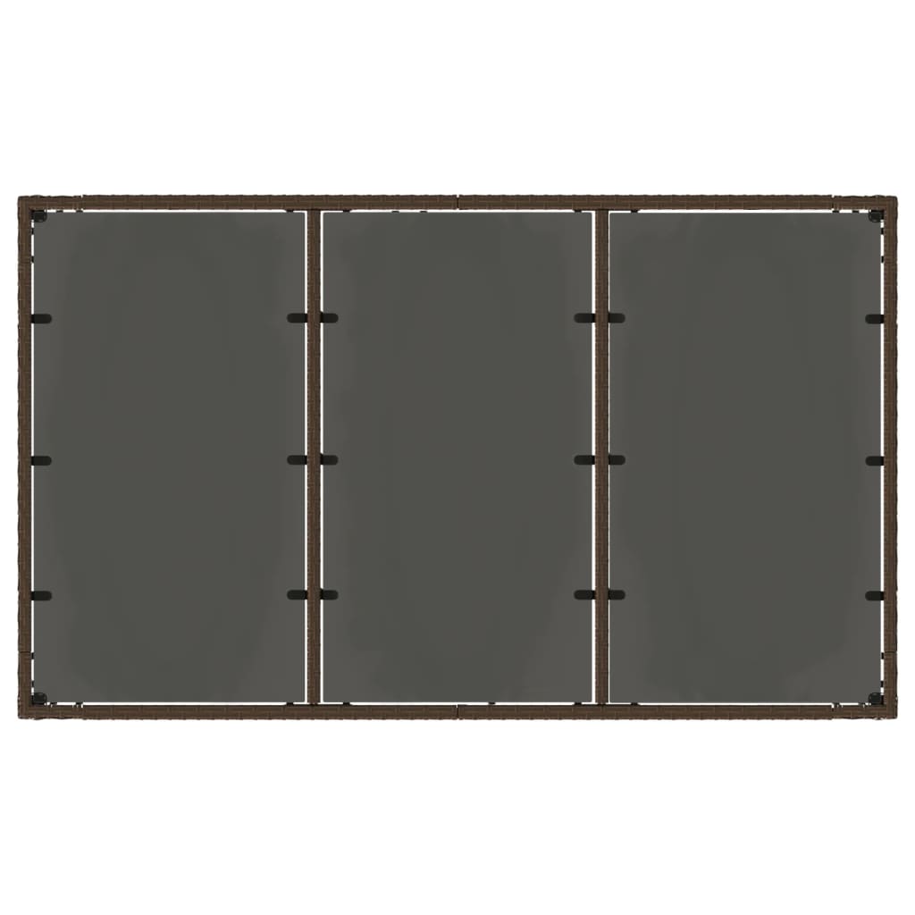 vidaXL Masă de grădină cu blat din sticlă maro 150x90x75 cm, poliratan