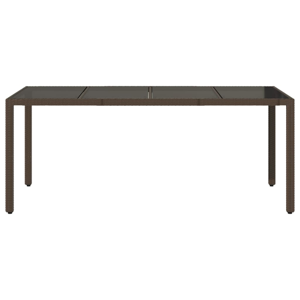 vidaXL Masă de grădină cu blat din sticlă maro 190x90x75 cm poliratan