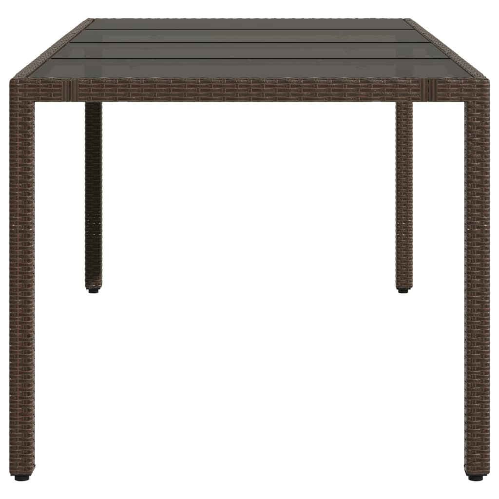 vidaXL Masă de grădină cu blat din sticlă maro 190x90x75 cm poliratan