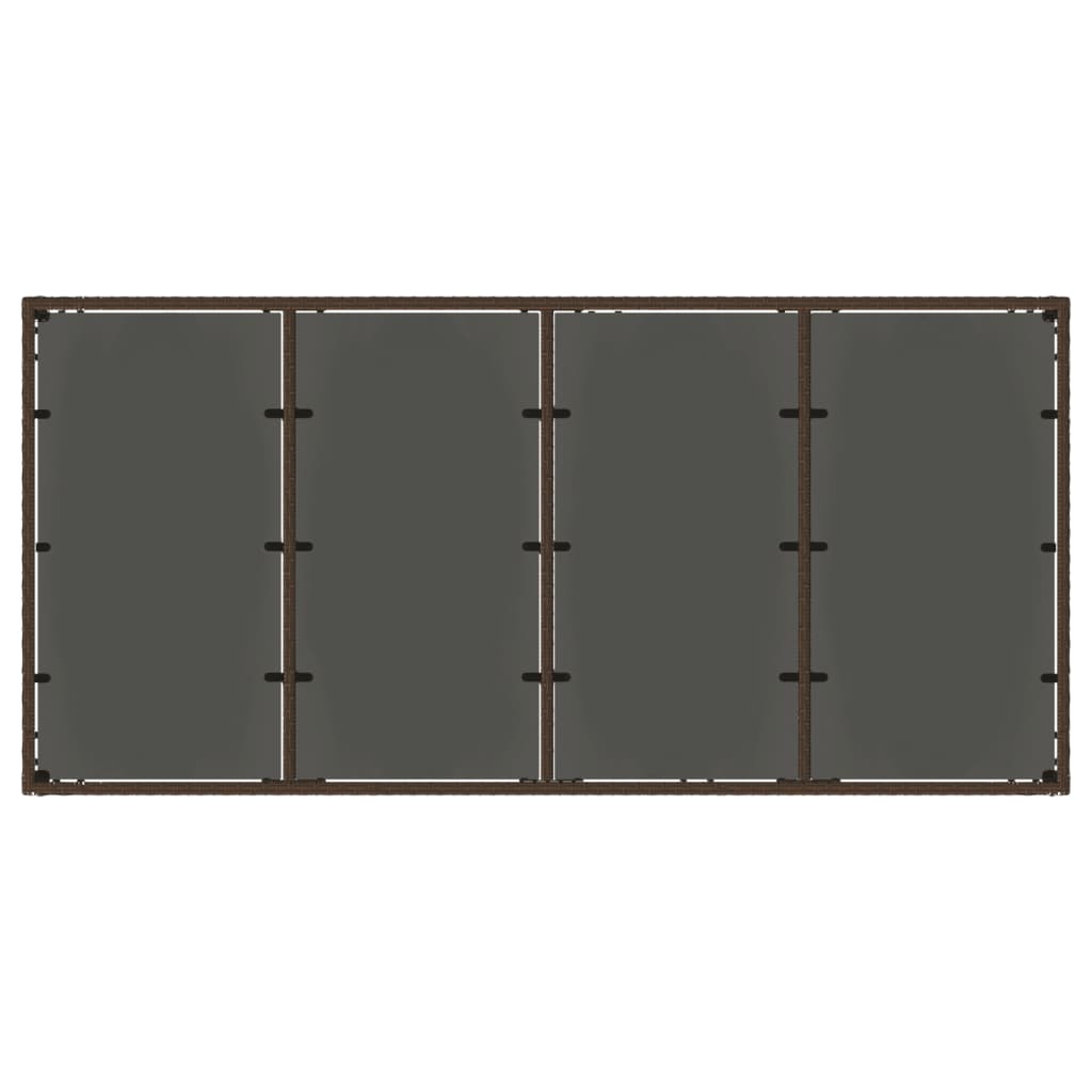 vidaXL Masă de grădină cu blat din sticlă maro 190x90x75 cm poliratan