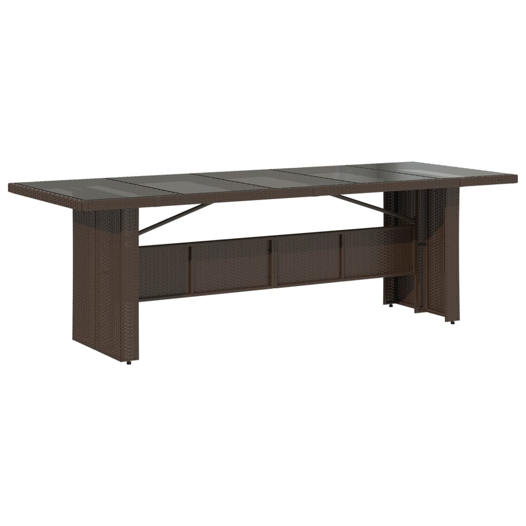 vidaXL Masă de grădină cu blat din sticlă maro 240x90x75 cm poliratan