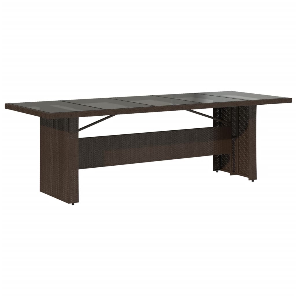 vidaXL Masă de grădină cu blat din sticlă maro 240x90x75 cm poliratan