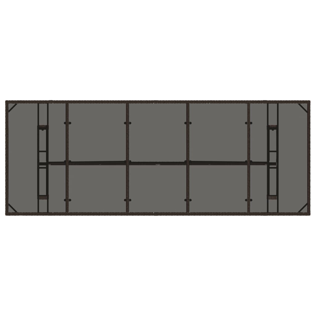 vidaXL Masă de grădină cu blat din sticlă maro 240x90x75 cm poliratan