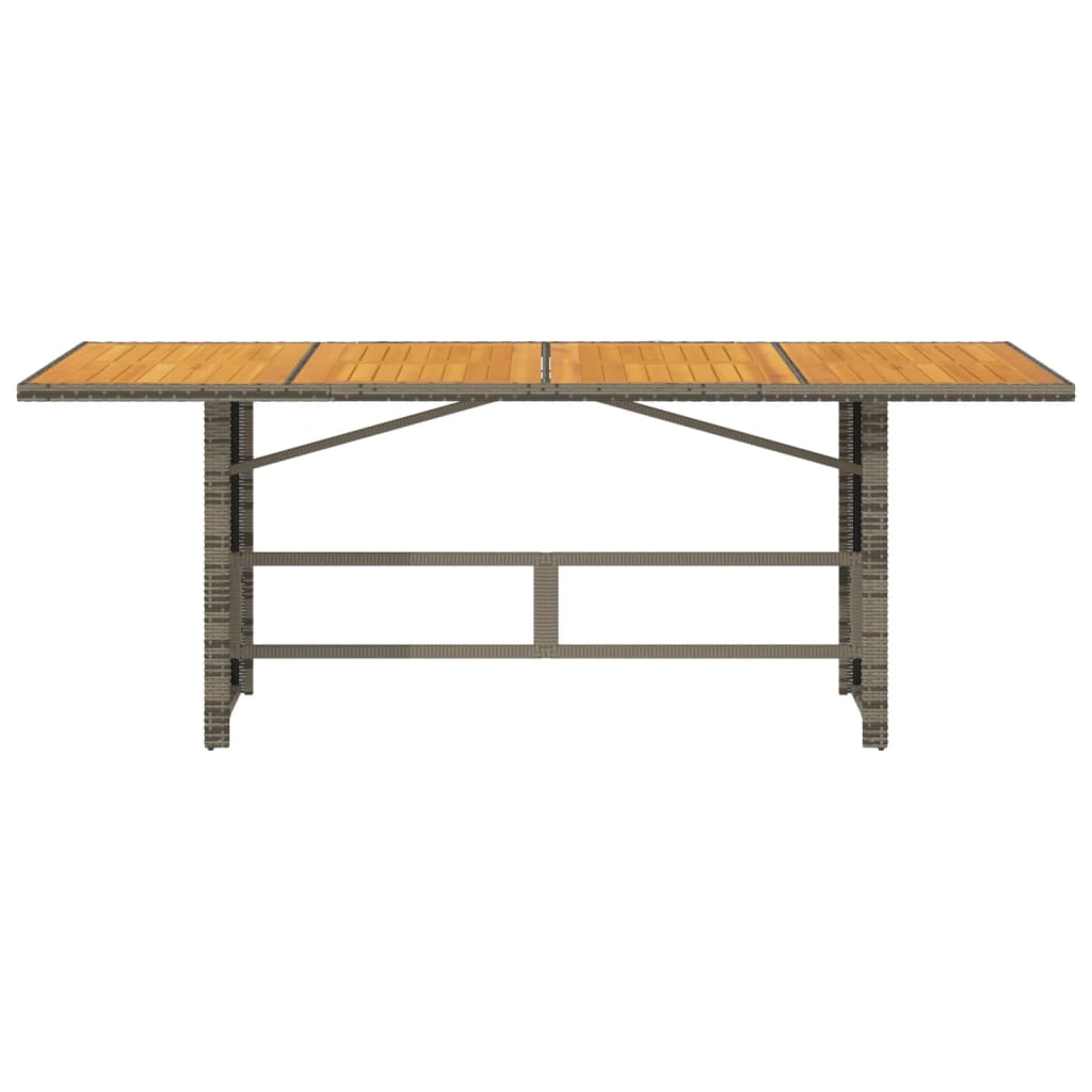 vidaXL Masă grădină, blat din lemn acacia gri 190x80x75 cm poliratan