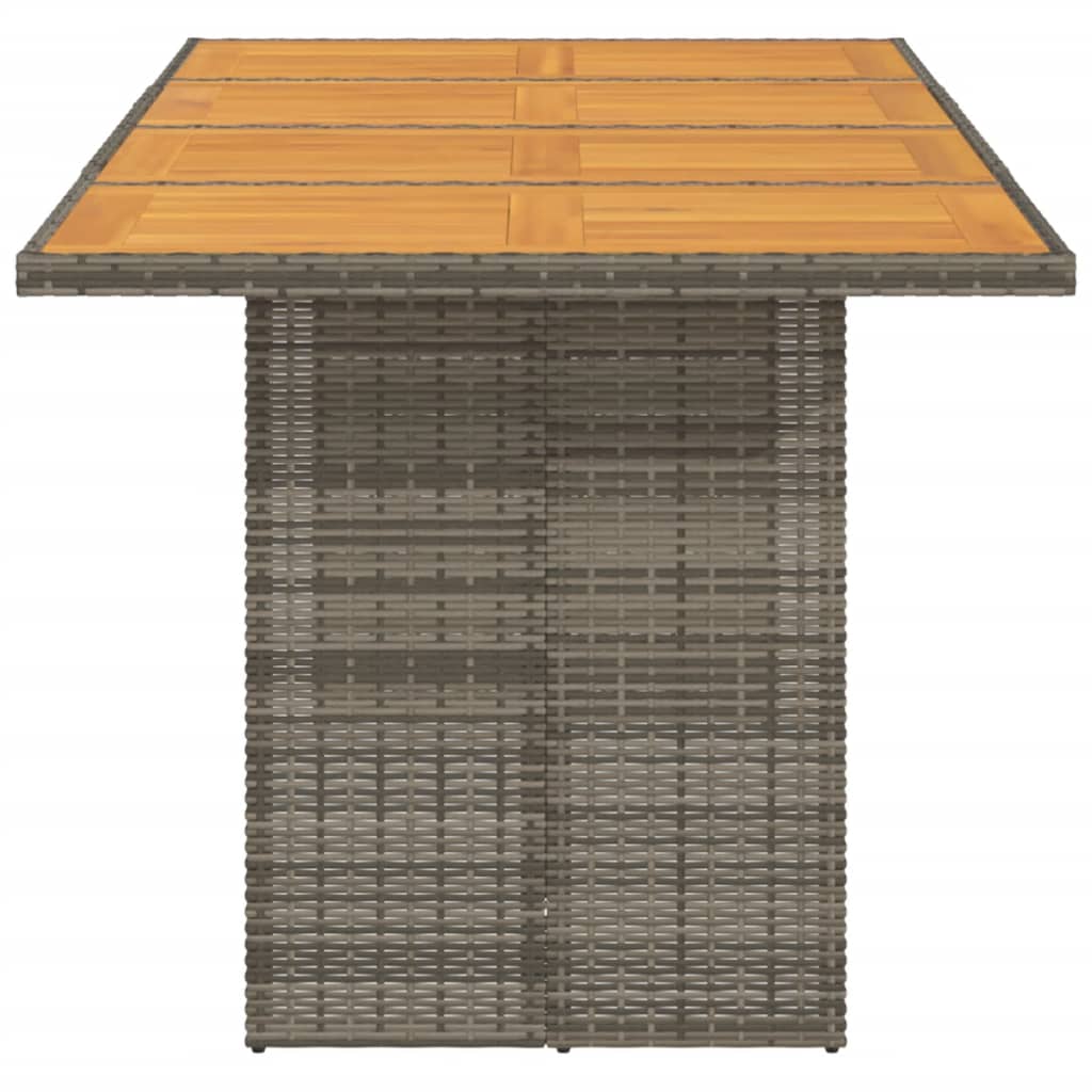 vidaXL Masă grădină, blat din lemn acacia gri 190x80x75 cm poliratan
