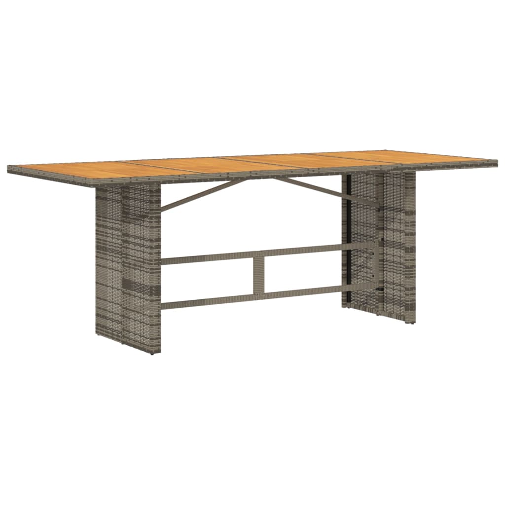 vidaXL Masă grădină, blat din lemn acacia gri 190x80x75 cm poliratan
