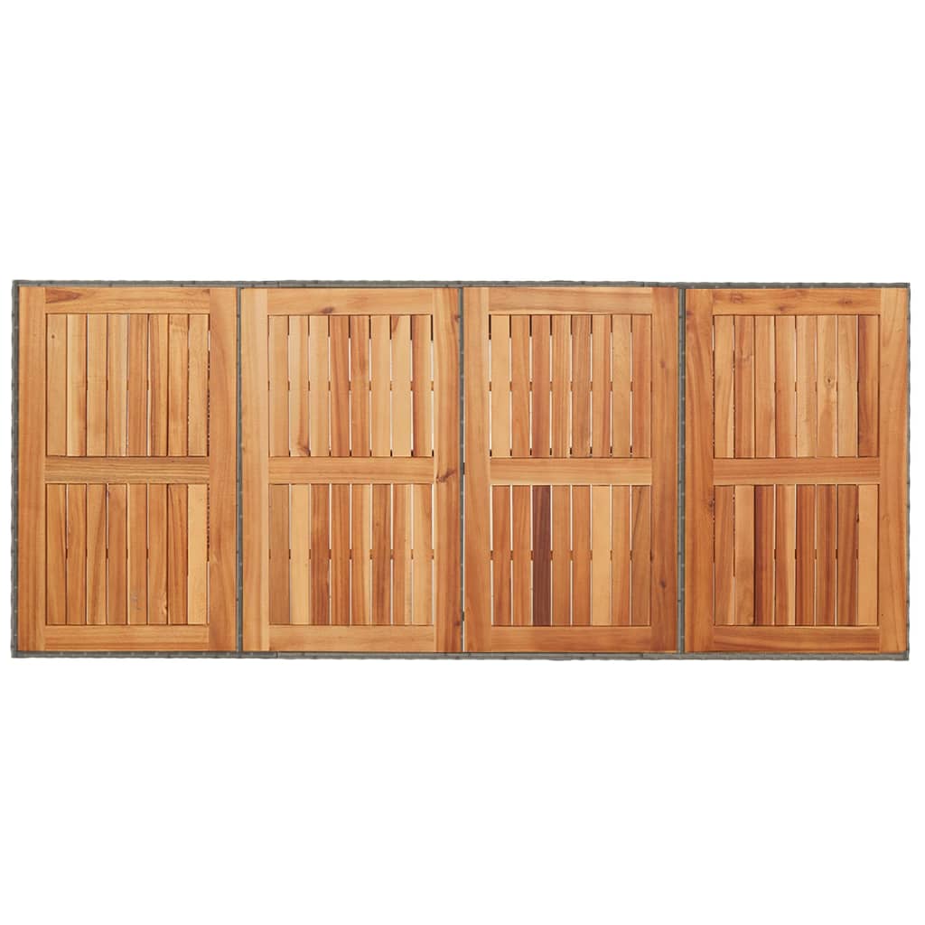 vidaXL Masă grădină, blat din lemn acacia gri 190x80x75 cm poliratan