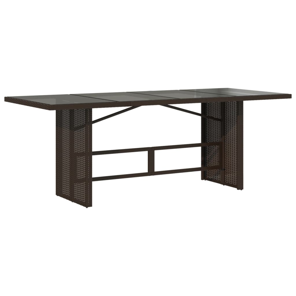 vidaXL Masă de grădină cu blat din sticlă maro 190x80x75 cm poliratan