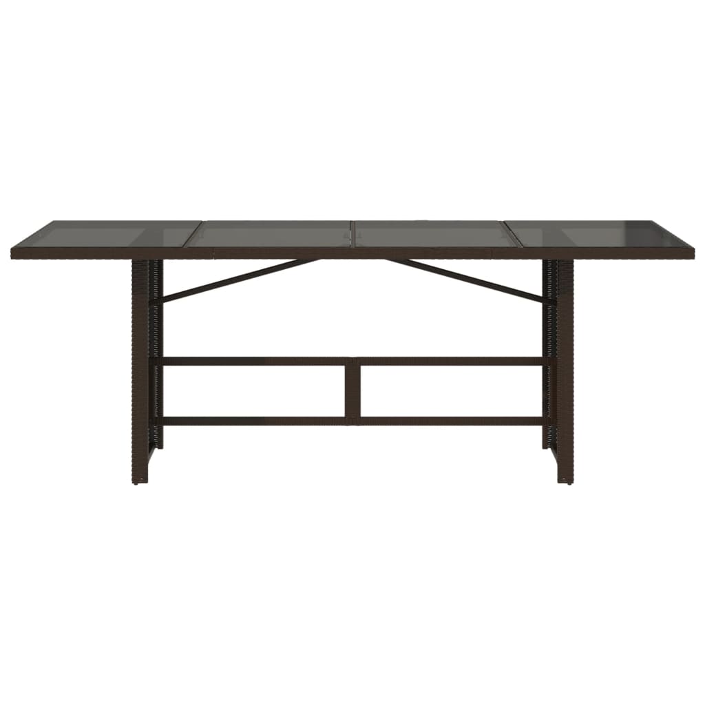 vidaXL Masă de grădină cu blat din sticlă maro 190x80x75 cm poliratan