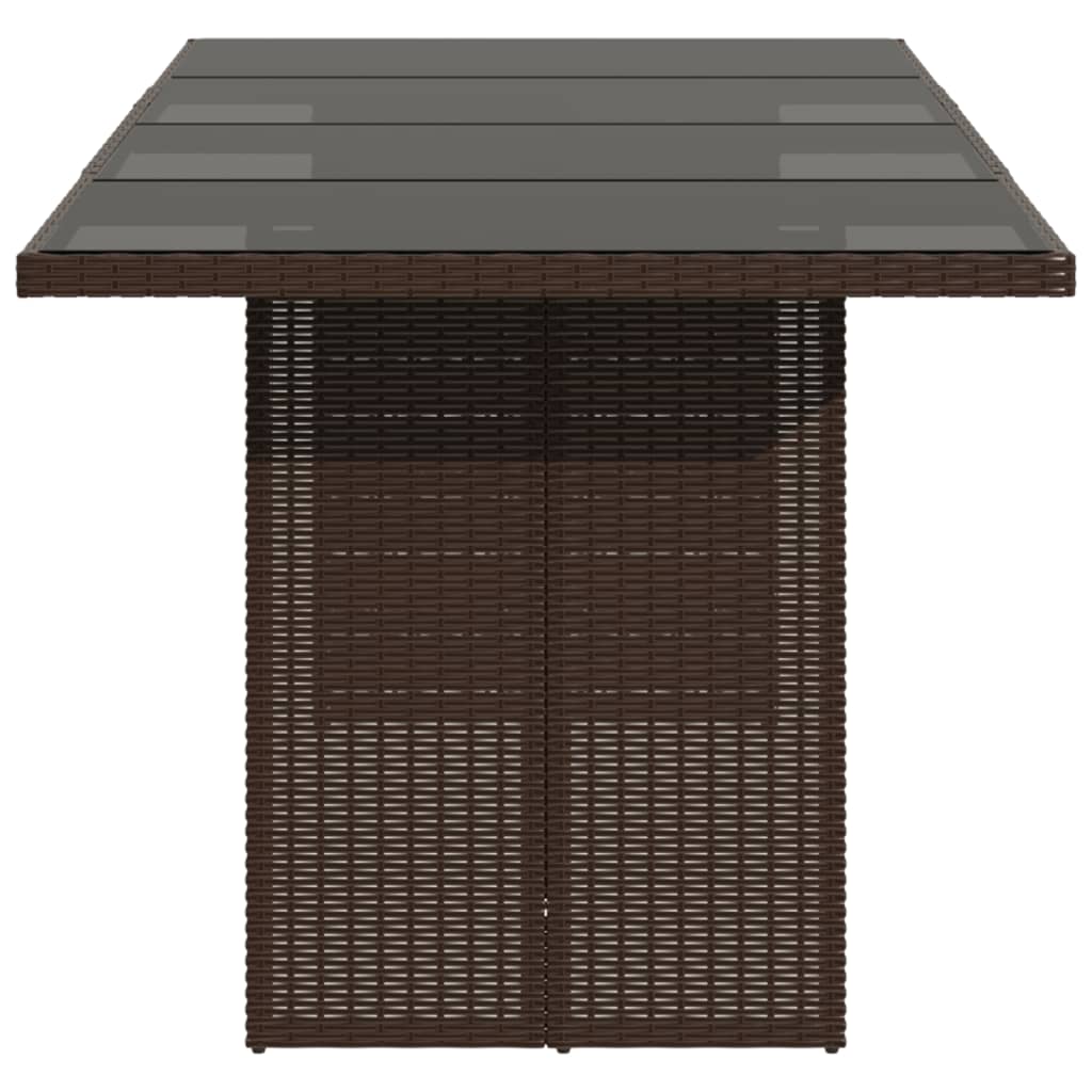 vidaXL Masă de grădină cu blat din sticlă maro 190x80x75 cm poliratan