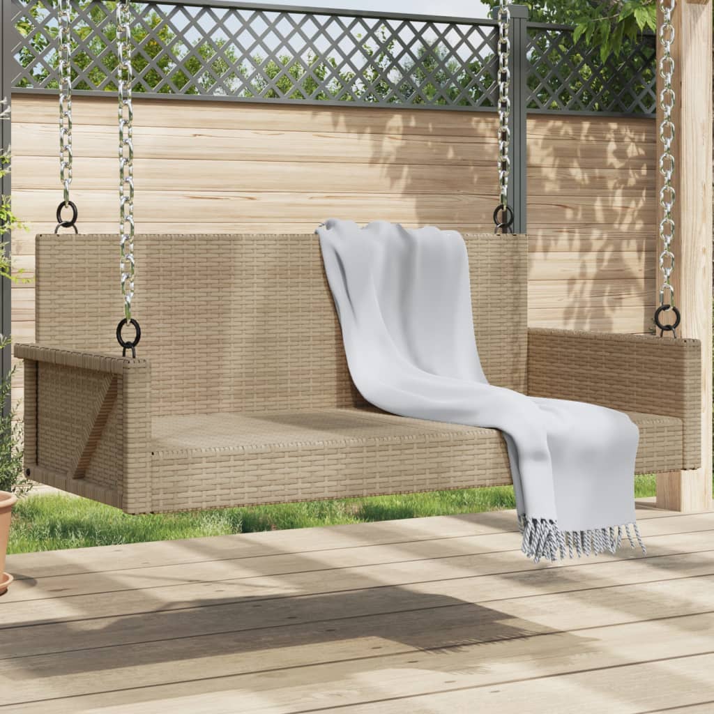 vidaXL Bancă de balansoar, bej, 119x56x48 cm, poliratan vidaXL Bancă de balansoar, bej, 119x56x48 cm, poliratan