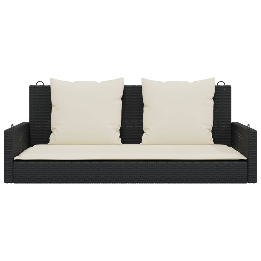 vidaXL Bancă de balansoar cu perne, negru, 119x56x48 cm, poliratan vidaXL Bancă de balansoar cu perne, negru, 119x56x48 cm, poliratan