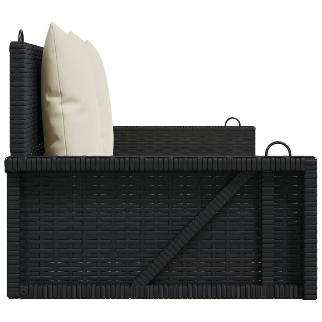 vidaXL Bancă de balansoar cu perne, negru, 119x56x48 cm, poliratan vidaXL Bancă de balansoar cu perne, negru, 119x56x48 cm, poliratan