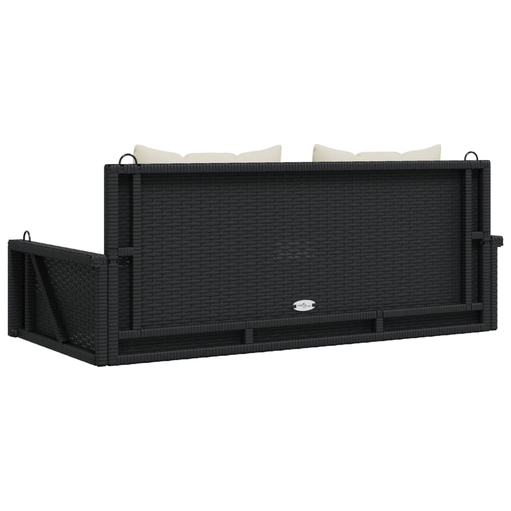 vidaXL Bancă de balansoar cu perne, negru, 119x56x48 cm, poliratan vidaXL Bancă de balansoar cu perne, negru, 119x56x48 cm, poliratan