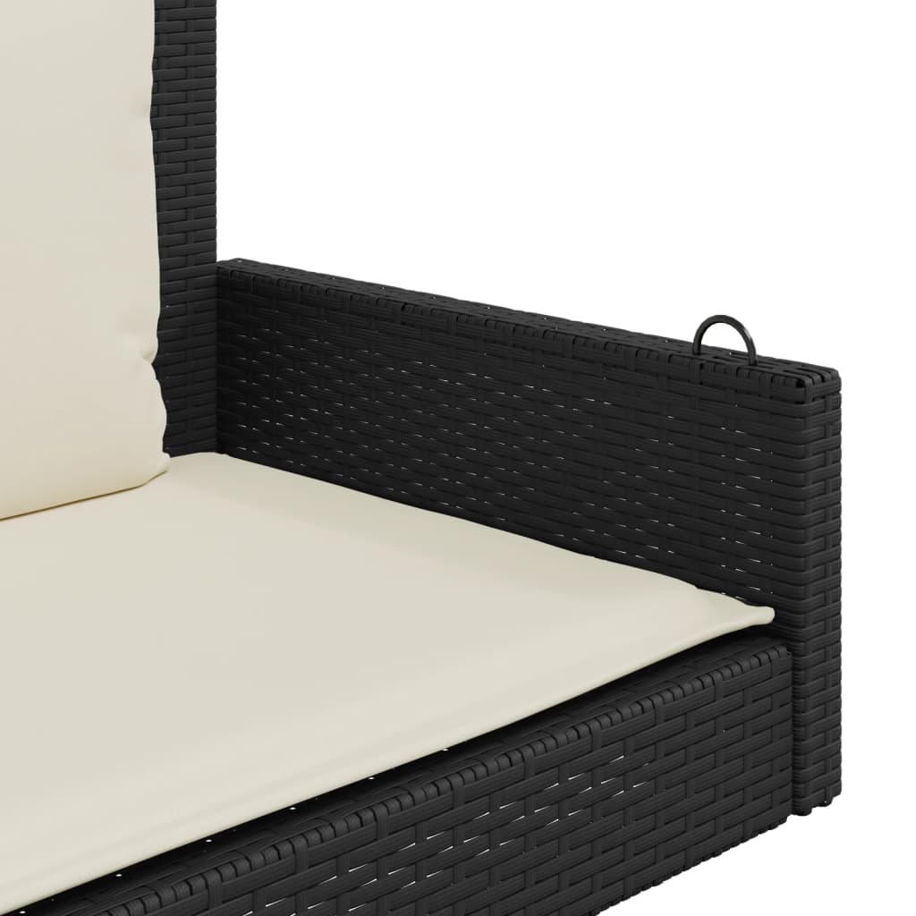 vidaXL Bancă de balansoar cu perne, negru, 119x56x48 cm, poliratan vidaXL Bancă de balansoar cu perne, negru, 119x56x48 cm, poliratan