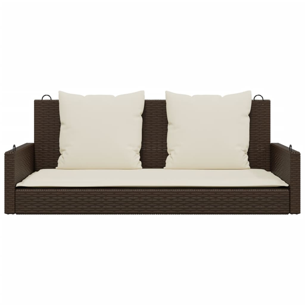vidaXL Bancă de balansoar cu perne, maro, 119x56x48 cm, poliratan vidaXL Bancă de balansoar cu perne, maro, 119x56x48 cm, poliratan