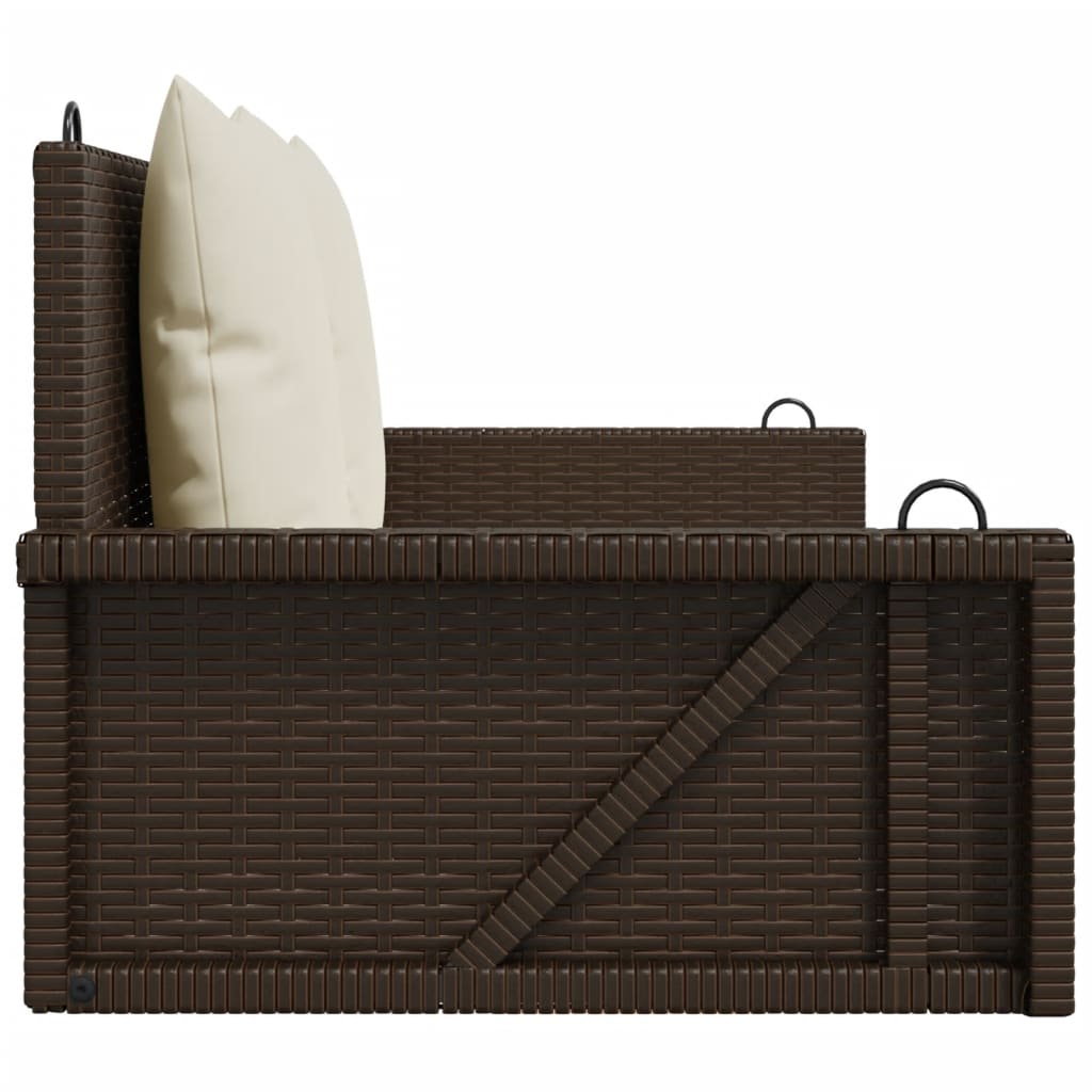 vidaXL Bancă de balansoar cu perne, maro, 119x56x48 cm, poliratan vidaXL Bancă de balansoar cu perne, maro, 119x56x48 cm, poliratan