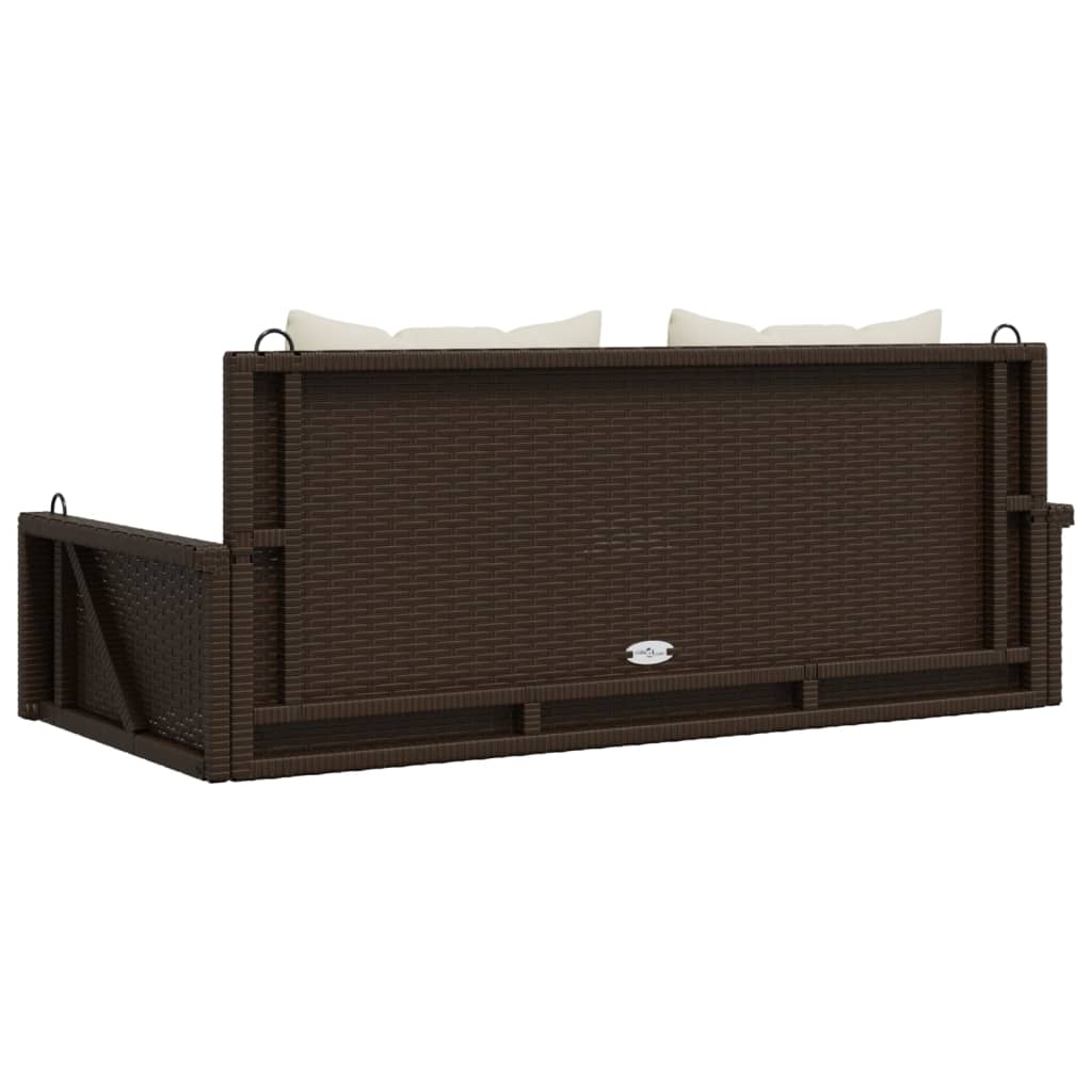 vidaXL Bancă de balansoar cu perne, maro, 119x56x48 cm, poliratan vidaXL Bancă de balansoar cu perne, maro, 119x56x48 cm, poliratan
