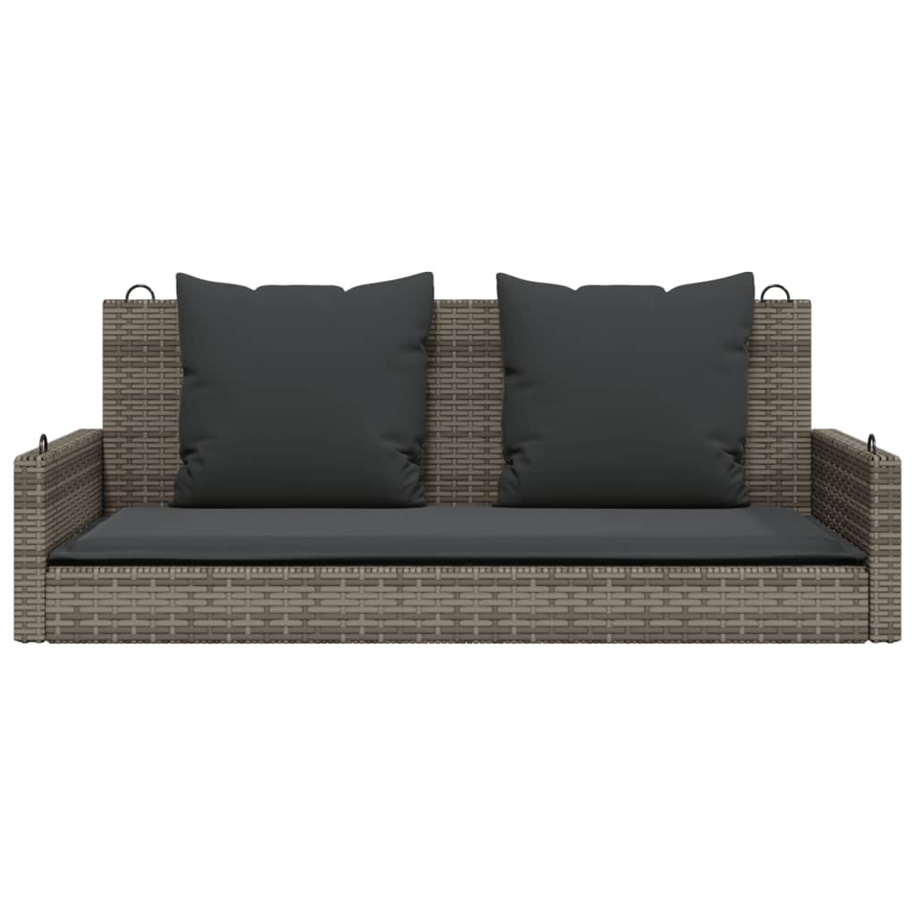 vidaXL Bancă de balansoar cu perne, gri, 119x56x48 cm, poliratan vidaXL Bancă de balansoar cu perne, gri, 119x56x48 cm, poliratan