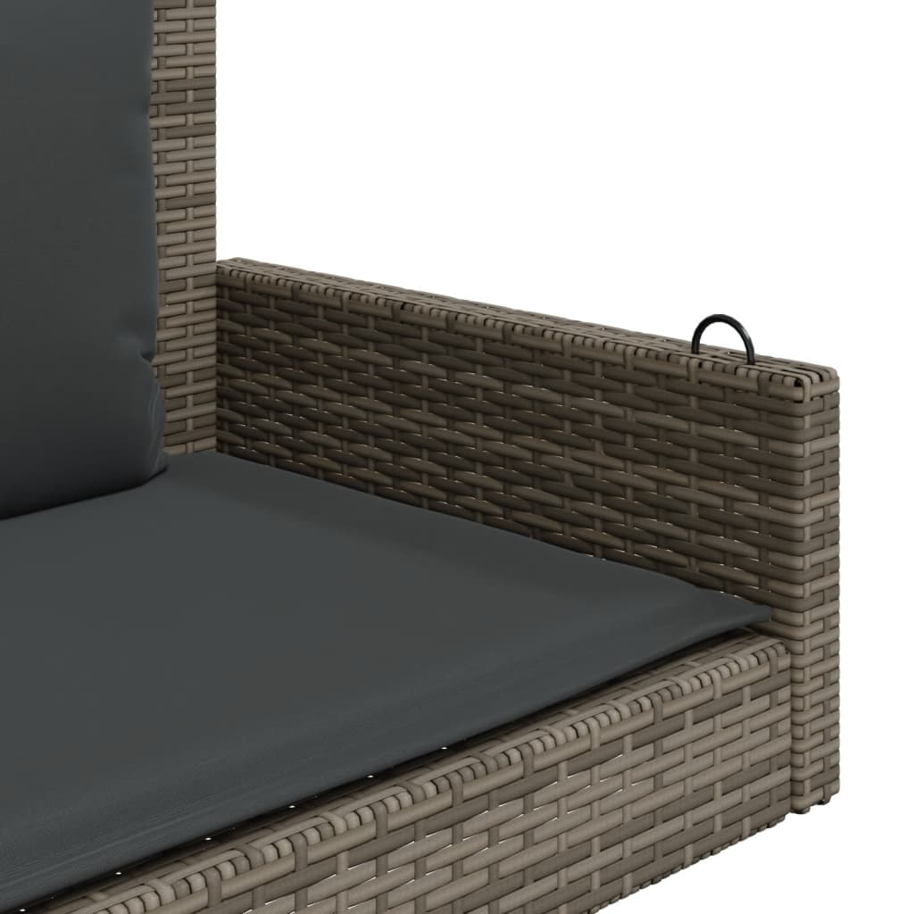 vidaXL Bancă de balansoar cu perne, gri, 119x56x48 cm, poliratan vidaXL Bancă de balansoar cu perne, gri, 119x56x48 cm, poliratan