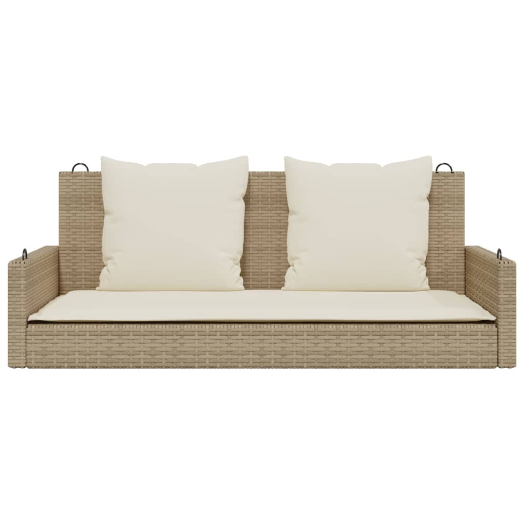 vidaXL Bancă de balansoar cu perne, bej, 119x56x48 cm, poliratan vidaXL Bancă de balansoar cu perne, bej, 119x56x48 cm, poliratan