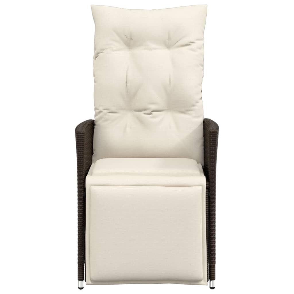 vidaXL Scaun de grădină rabatabil cu perne, maro, poliratan