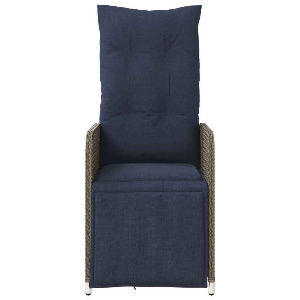 vidaXL Scaun de grădină rabatabil cu perne, gri, poliratan