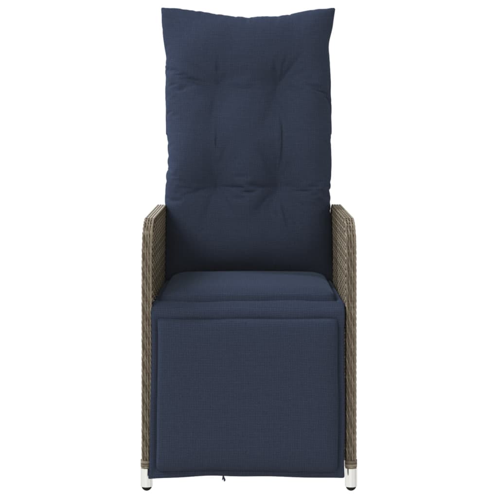 vidaXL Scaune de grădină rabatabile, 2 buc., cu perne, gri, poliratan