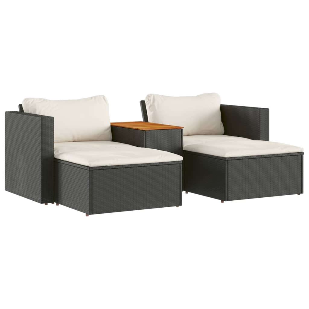 vidaXL Set mobilier de grădină cu perne, 5 piese,poliratan/lemn acacia vidaXL Set mobilier de grădină cu perne, 5 piese,poliratan/lemn acacia