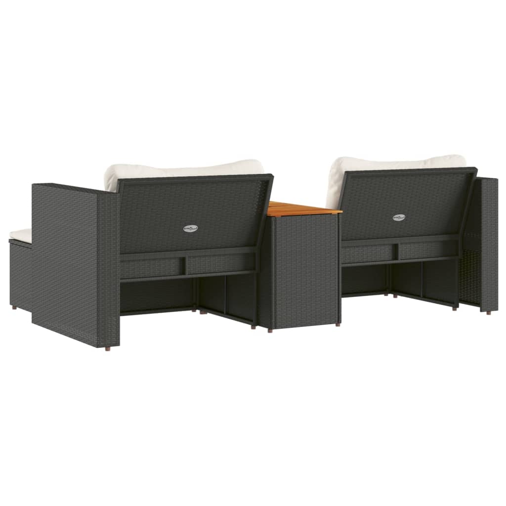 vidaXL Set mobilier de grădină cu perne, 5 piese,poliratan/lemn acacia vidaXL Set mobilier de grădină cu perne, 5 piese,poliratan/lemn acacia