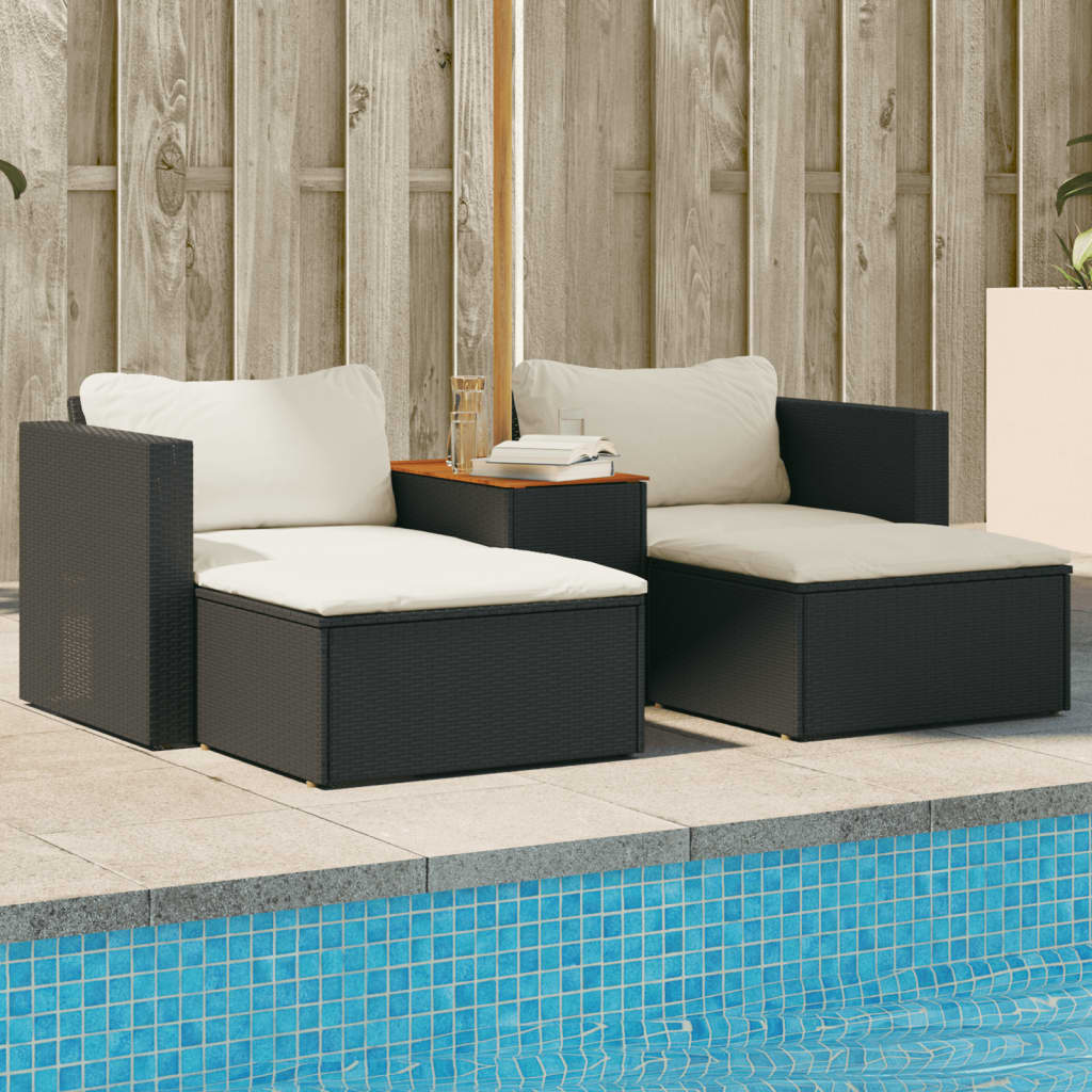 vidaXL Set mobilier de grădină cu perne, 5 piese,poliratan/lemn acacia vidaXL Set mobilier de grădină cu perne, 5 piese,poliratan/lemn acacia