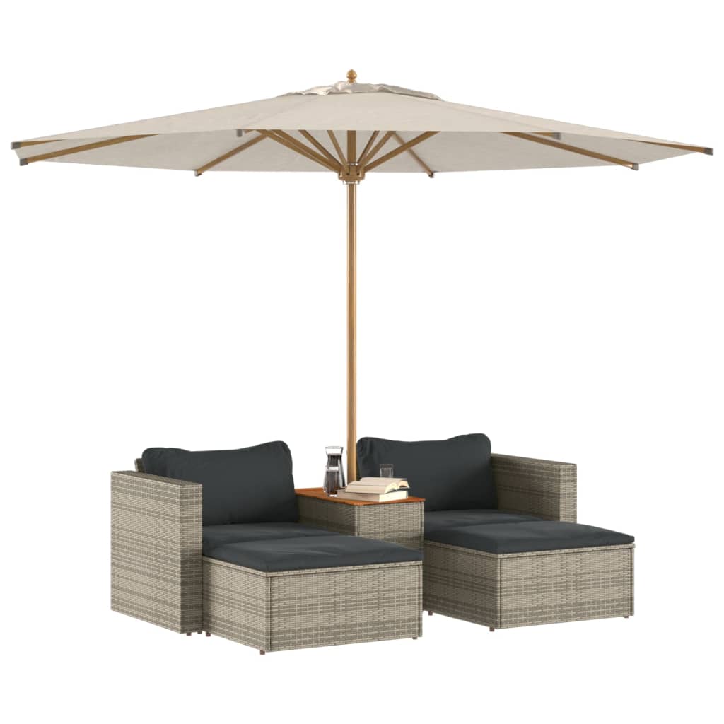 vidaXL Set canapea de grădină cu perne, 5 piese, poliratan/lemn acacia vidaXL Set canapea de grădină cu perne, 5 piese, poliratan/lemn acacia